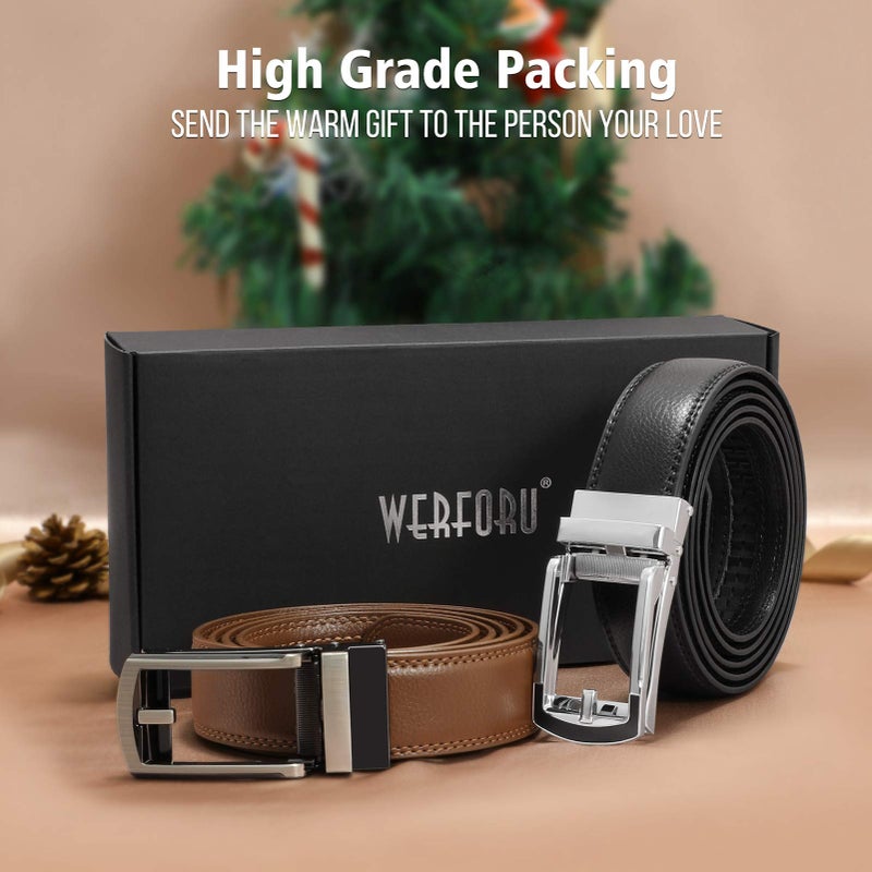 WERFORU Men's Ratchet Belts, 2 Pack Leather Belts for Men Dress and Casual with Automatic Buckle - Image 5